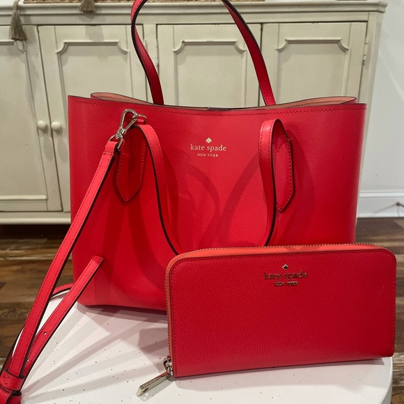 kate spade Handbags - Kate Spade Harper Satchel & Frannie Large Continental Wallet in Geranium